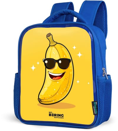 NoBoringSuitcases.com® - Rugzak blauw - Schooltas jongens - Lollige gele banaan - Kinder rugtas jongen - Boekentas kind - Kinderrugzak voor school - Schoolrugzak