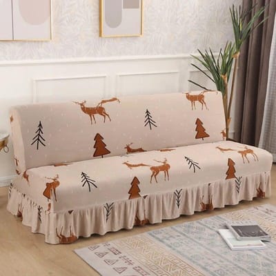 Elastische opvouwbare slaapbankhoes voor woonkamer Stretch armloze bankrok hoes bedrukte bankhoezen meubelbeschermer 120-140cm S