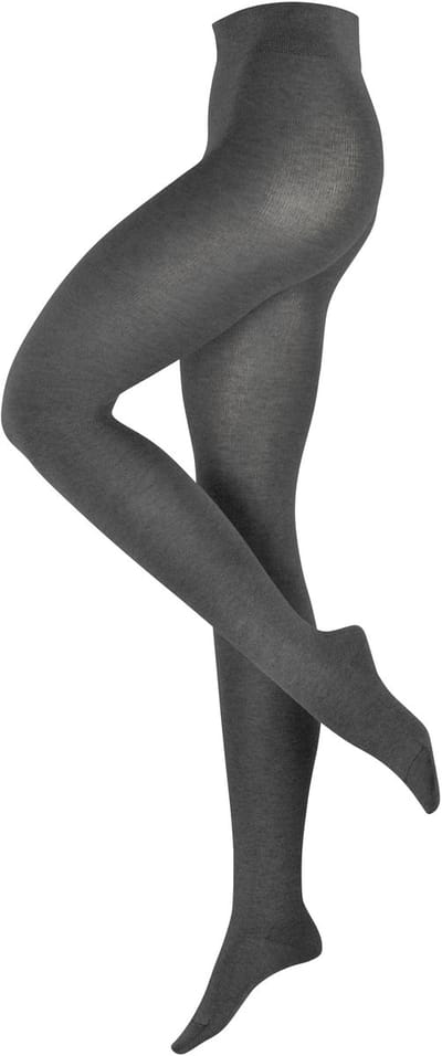 Esprit Plain verstevigd zachte comfort tailleband katoen wol panty dames grijs - maat 36-38