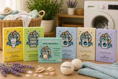 Washgiant Ervaar Alles Pakket – Wasstrips, Vaatwasserstrips & Toiletreiniger Strips – Duurzaam Huishoudpakket