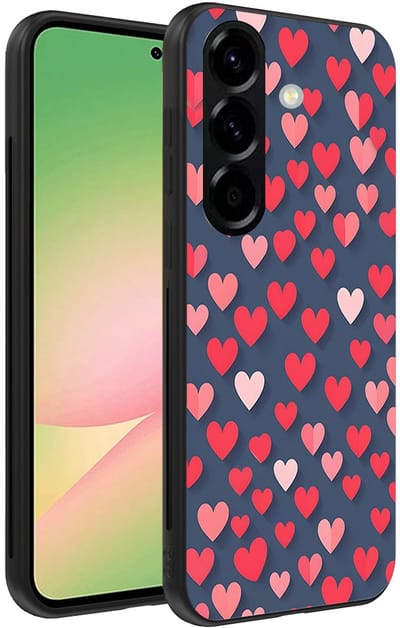 Smartphonica Telefoonhoesje Geschikt voor Samsung Galaxy A56 met Roze en Rode Hartjes Opdruk - TPU Backcover Case With Rosé and Red Heart Design geschikt voor Samsung Galaxy A56
