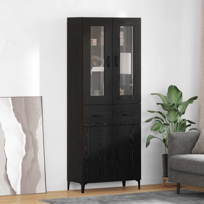 vidaXL - Highboard - Zwart - Eiken - 69,5 - x - 34 - x - 180 - cm - Bewerkt - hout
