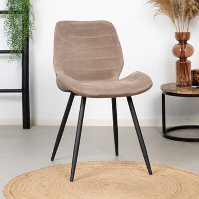Bronx71® Velvet eetkamerstoel Toby taupe - stoel