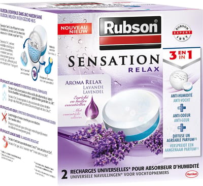 Rubson Sensation Navullingen Lavendel 2x 300 g Box | 2 Navullingen voor vochtopname | Rubson Sensation Navullingen s.