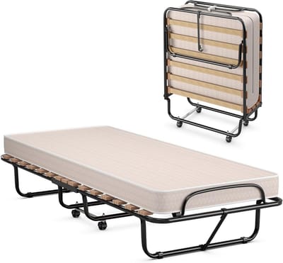 Vouwbed met Matras - Gastenbed - Extra Slaapplaats - Inclusief Comfortschuim - 80x190cm - Beige