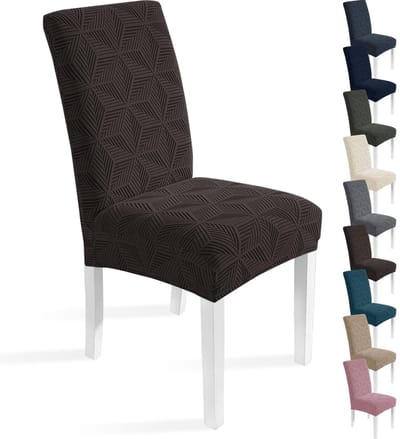 Stretch Stoelhoezen 6 Stuks, Verwijderbare Eetstoelhoezen, Universele Elastische Stoelhoes Wasbare, Eetkamerstoelhoezen, Moderne Stoelbeschermer voor Eetkamer Hotel Banket, Bruin