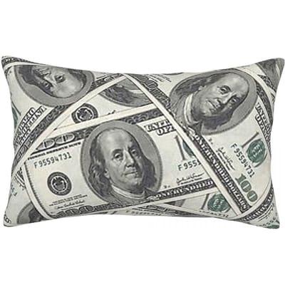 Riche Argent Nouveauté Dollars Rectangle Taie d'Oreiller Housse de Coussin Décor Chambre à Coucher Lit Maison Confort Coussin Jeté 60x40cm gray
