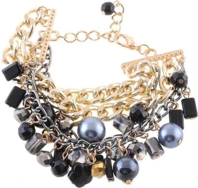 Behave - Grove armband met zwart en goudkleur - avondlook - trend