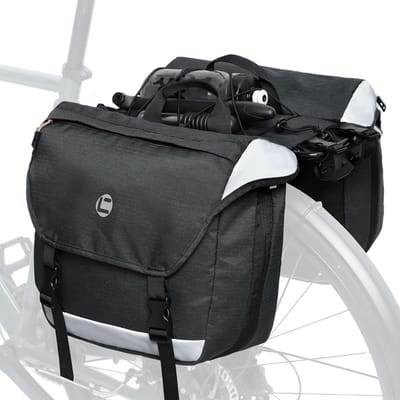 Fietstas Dubbel - Pannierzakken Set - Fietsen Boodschappen - Met Regenhoes - 35 Liter - Donkerblauw