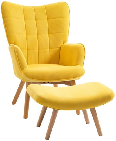 Relaxfauteuil met Voetenbank - Fauteuil - Moderne Relaxstoel - tot 150 kg - Relaxstoel - Ligstoel - TV Stoel - Loungestoel - Leesstoel - Corduroy-look - Geel