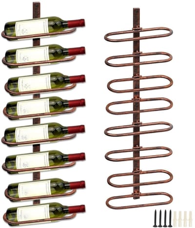 Zylo®Wijnrek Muur - Wijnrek - Hangend - Wijnhouder voor 8 Flessen - Hangrek - 10x26x41cm - Brons