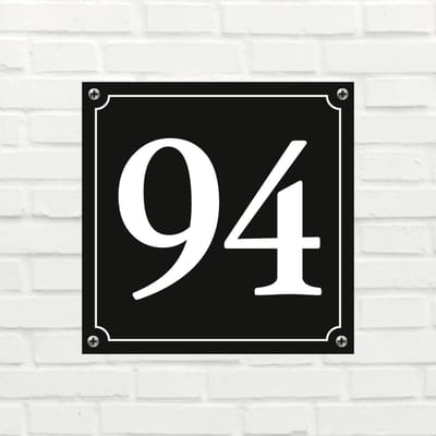 Huisnummerbord Mat zwart Deluxe - Nummer 94 - incl. bevestiging