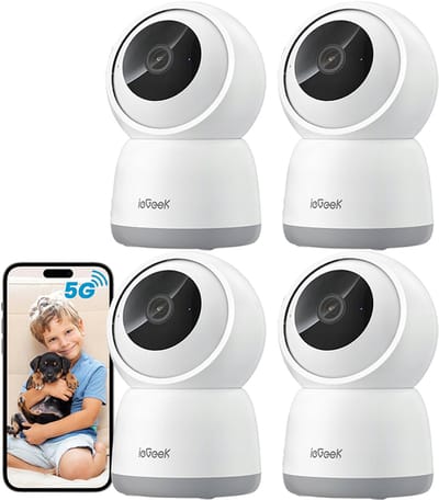 SC1 Pro Camerabewaking binnen - 5MP Ultra HD 2.4/5 GHz - Huisdiercamera met app - Beveiligingscamera's - Wifi Camera APP - Volgt beweging en geluidsdetectie - Bewakingscamera - Wit - 4 Stuks