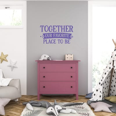 Muursticker - Together Our Favorite Place To Be - 40,6 x 74,2 - Paars