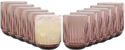 Vivalto Drinkglazen Sevilla - waterglazen - roze transparant - glas - set 12x stuks - 275 ml