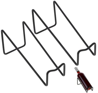 Dailygoods - Holibanna Afzonderlijk wijnflessenrek, vrijstaande wijnhouder, wijnstandaard van metaal, wijnorganizer voor dranken, likeurflessen, zwart, 2 stuks
