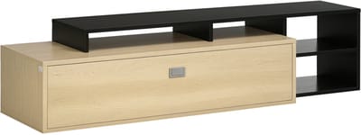 HOMCOM-TV-meubel-MDF-163x40x38cm-Bois naturel, Noir