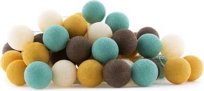 Cotton Ball Lights - LED lichtslinger voor binnen - Handgemaakt en Fairtrade - 50 lampjes - Earth