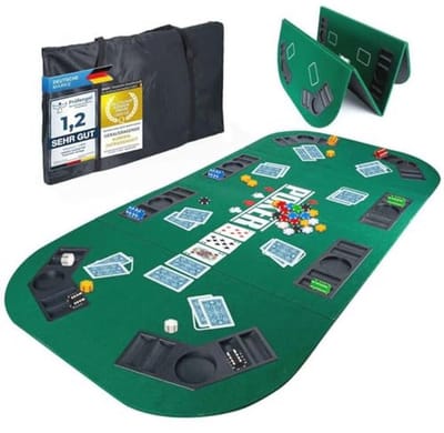 XXL Opvouwbare Poker Tafel Onderlegger met 8 Drankhouders - Perfect voor Pokeravonden
