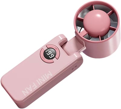 VHV - Bureauventilator - usb bureauventilator - USB oplaadbaar, stil, opvouwbaar, met digitaal display - voor kantoor, slaapkamer, thuiswerken