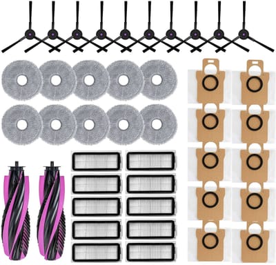 Geschikt voor Haier V30 V3S / RHSW-V30U1 Robotstofzuiger Accessoires Vervangingsset - 2 Hoofdborstels, 10 Zijborstels, 10 HEPA Filters, 10 Dweilpads, 10 Stofzakken