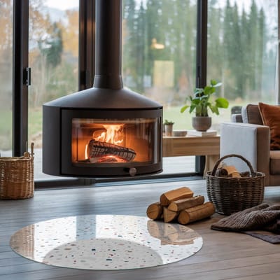 Coloray Vloerplaat Houtkachel - Vloerplaat Openhaard - 100 cm x 100 cm - Houtkachel Accessoires - Wit Vloerplaat Kachel - Onderplaat - Plaat voor Onder Houtkachel - Open Haard Accessoires - Onderplaat Voor Houtkachel