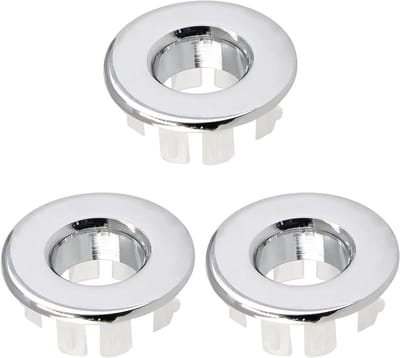 Gootsteen Overloop Ring - Wastafel Trim - Afvoer Afdekken - Verchroomd Koper - 3 Stuks - Zilver