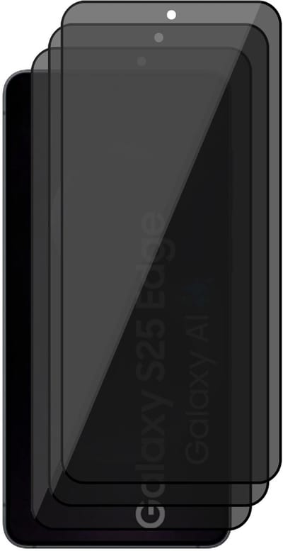 Privacy Screenprotector geschikt voor Samsung Galaxy S25 Edge - 3x Volledig Dekkend Glas Screen Protector