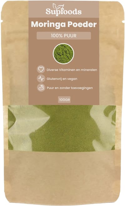 Moringa Poeder 100% Puur - 100 gram - Bevat Vitaminen en Mineralen - Moringa Poeder is Ideaal voor Smoothies, Yoghurt en Moringa Thee - Moringa Oleifera