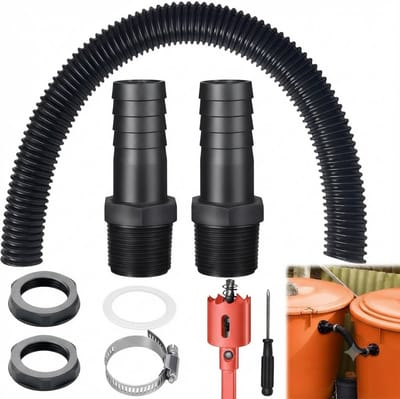 Livatto Regentonnen verbindingsset - 50 cm slang - Overloop set voor regenton, watertank en zisterne - Zwart