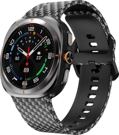 Strap-it Siliconen bandje met Carbon Fiber print - geschikt voor Samsung Galaxy Watch Ultra 2 (2026) / Ultra (2024/2025)