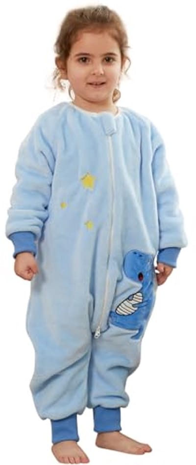 Slaapzak met voeten voor baby's en peuters - winter pyjama met lange mouwen en cartoon design - 0-6 jaar