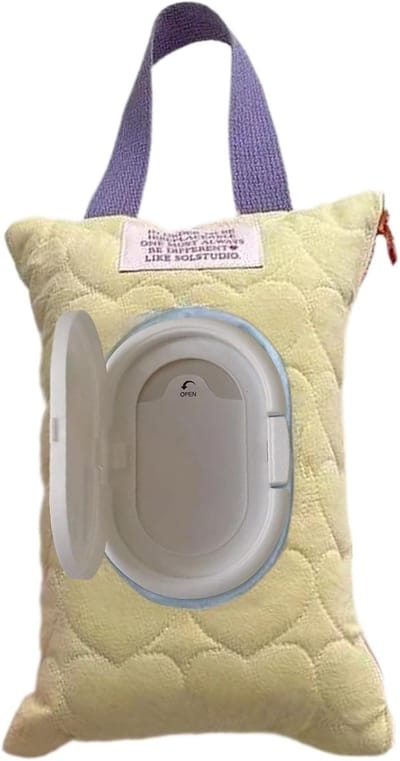 Luierdoekje Organizer - Reisdispenser Zakje - Hygiënisch Onderweg - Gewatteerde Buitenkant - 23 x 17 cm - Geel