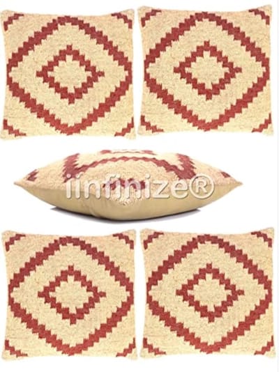 Kussenhoes 18x18 Inch Handgeweven Vintage Rustieke Kussensloop Decoratieve Wol Jute Kussenhoes Etnische Geometrische Rugsteun Kussensloop (5)