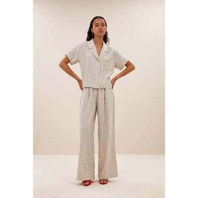 By-Bar Benji Marine Pants Marine Stripe Maat: S | Wijde Broeken Outlet | Dames | Grijs