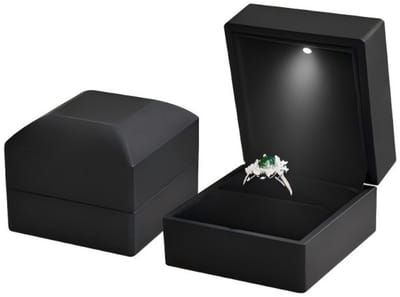 chetoria Luxe Verlovingsring Doosje Met LED Licht - Trouwjuwelen & Sieraden Opbergbox - Zwart