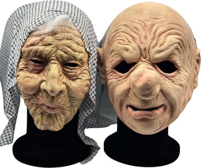 Opa en oma masker -Abraham en Sara masker - oude man en oude vrouw masker - Koppel masker oude man en oude vrouw
