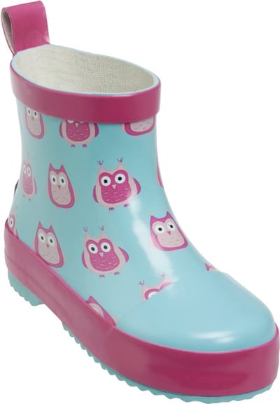 Playshoes - Regenlaarzen met halve schacht voor kinderen - Uilen - Turquoise - maat 23EU - Regenlaarzen kind - Kinderregenlaarzen maat 23 - Waterdichte laarzen kinderen - Blauwe regenlaarzen kind - Regenlaarzen voor peuters - Plassen springen laarzen