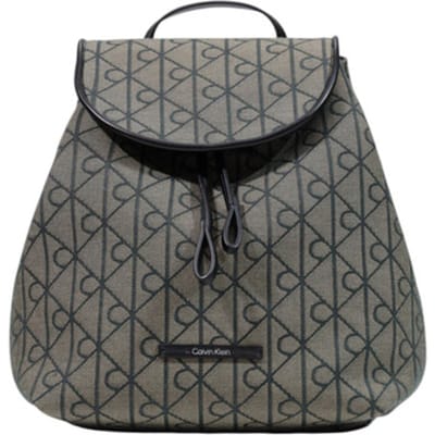 Calvin Klein Emblem All-over Print Jacquard Bag Lotus Beige/black Maat: OS | Rugzakken Outlet | Dames | Zwart