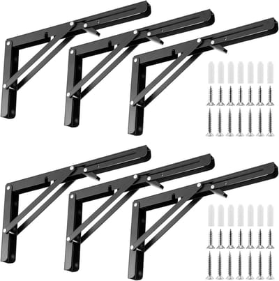 6 Stuks 30cm Stevige Vouwplanken Beugels, Inklapbare Beugels voor Keuken, Badkamer en Boekenplanken, Maximale Belastbaarheid 60kg