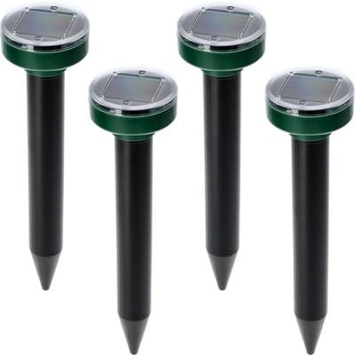 Zonne Molverjager Set 4 Stuks – Ultrasone Mollenverjager op Zonne-energie – Tot 2600 m² – Waterdicht – Milieuvriendelijk