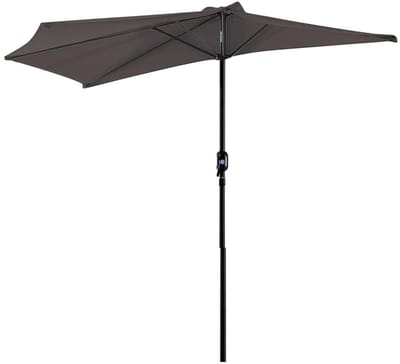 MakkelijkMooi Halfronde Tuin- of Balkonparaplu - Parasol - UV-beschermend Doek - Crank Bediening - Grijs - 269x138x236 (BxDxH)