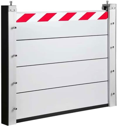 Waterkering Garagedeur - Overstromingsbarrière - Wateroverlast voorkomen - Reflecterende waarschuwing - 85x20cm - Zilver