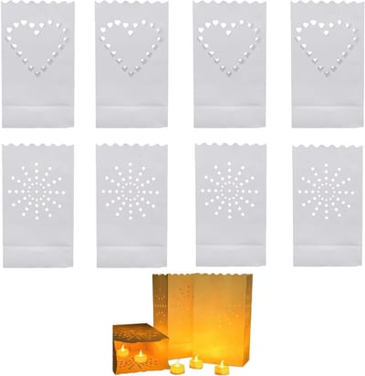 20 Stuks Lantaarnzakken van Papier voor Feestdagen, Bruiloften en Speciale Gelegenheden, Geschikt voor Valentijn, Halloween en Kerst