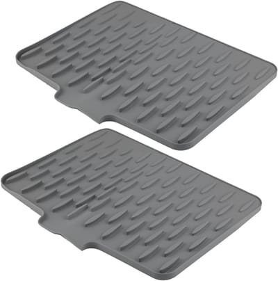 Duurzame Siliconen Drainer Mat Set van 2, Lekvrije Werkbladbescherming, Antislip Afwasmat voor Keuken en Gootsteen (36 x 28 cm), Ideaal voor Servies en Keukengerei