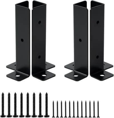 Metalen Paalhouder - Paalanker Basis - Hekken Plaatsen - Verstelbaar & Stevig - 4 stuks - Zwart