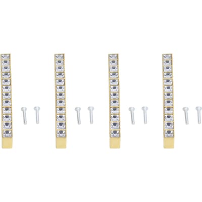 Lot de 4 poignées de tiroir modernes en cristal avec diamants, pour porte d'armoire, trou double, 128 mm