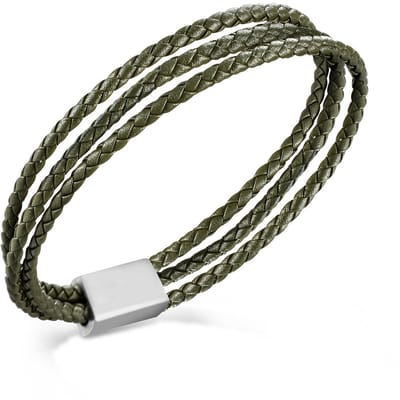 Boccia Titanium 03053-0219 Heren Armband - Leren armband - Sieraad - Leer - Groen - 12 mm breed - 19 cm lang