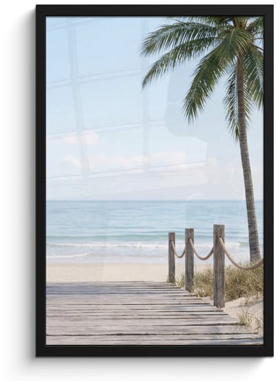 Poster in lijst - Fotolijst 40x60 cm - Posters - Palmbomen - Pad - Horizon - Posterlijst zwart - Decoratie - Wanddecoratie woonkamer - Muurdecoratie slaapkamer