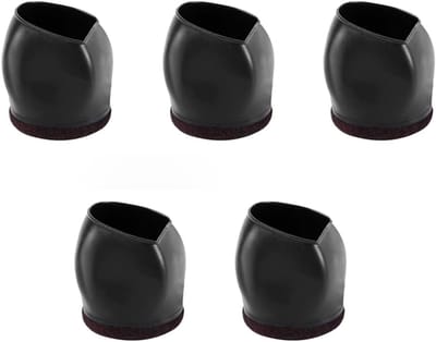 Stopper Bureauwiel - Voetenbeschermer Wielen - Vloer Beschermen - Verstevigd Vilt - 5 stuks - Zwart